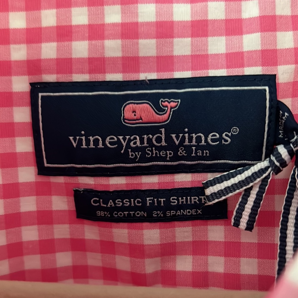 MENS LONG SLEVE PINK VINEYARD VINES CHECK SHIRT - Picture 3 of 6